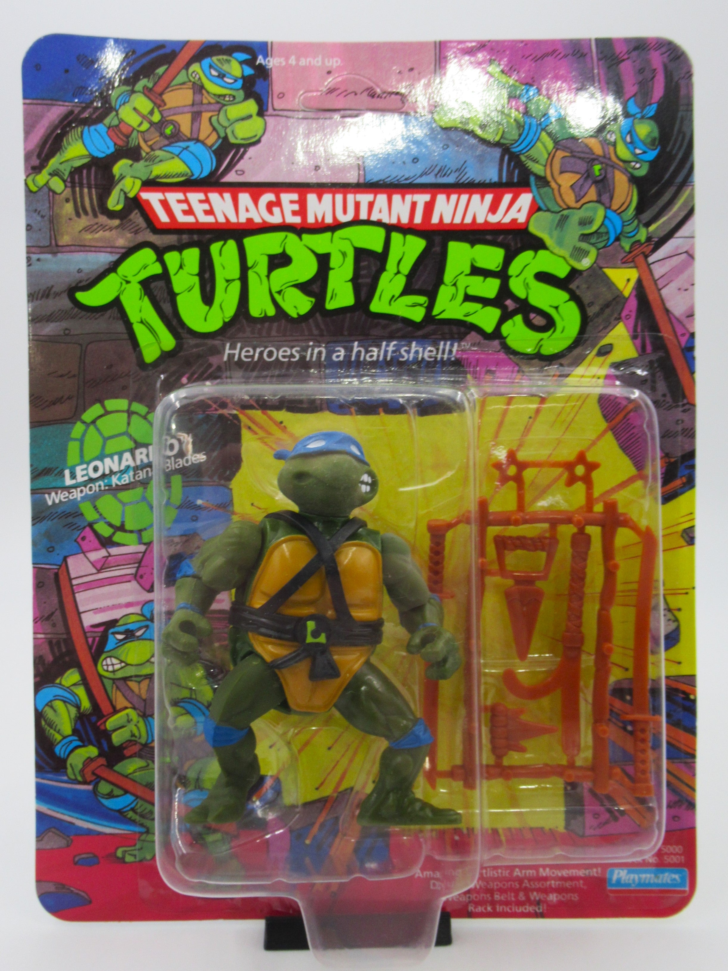Teenage Mutant Ninja Turtles Leonardo 10-Back 4.5" Figure TMNTs - Playmates (1988)